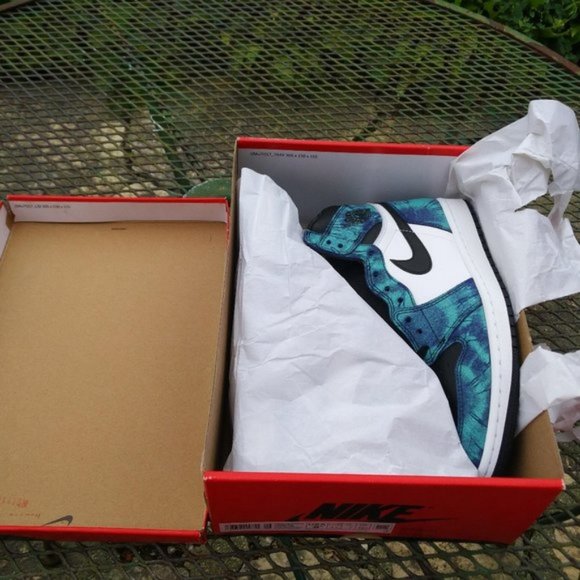 Nike Air Jordan 1 High Tie Dye Blue Sneakers - Women's 8 & Women's 9 Shoes - Picture 14 of 16